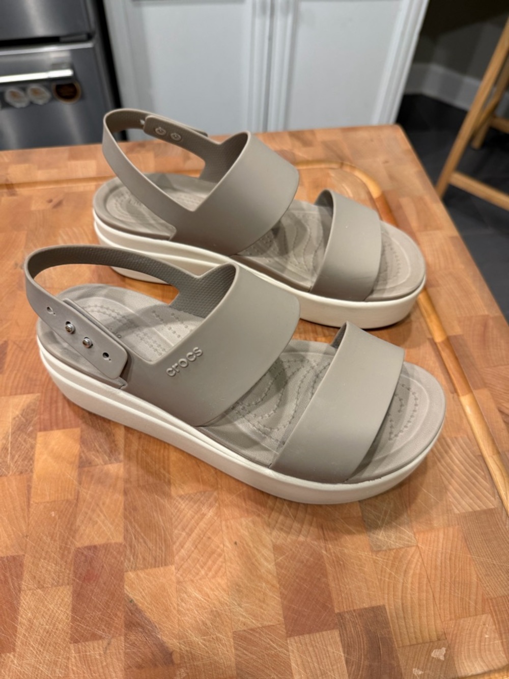 CROCS Women’s Taupe Platform Slingback Sandal